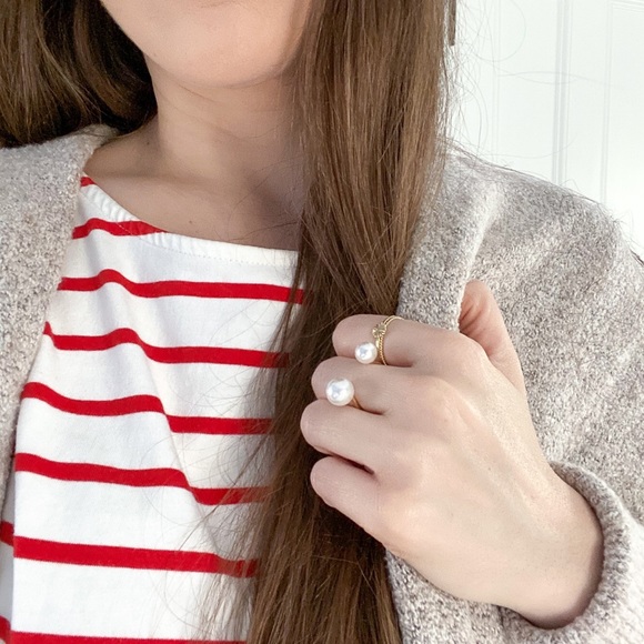 🆑 "Juliette" Ring || White Double Pearl Statement - Picture 7 of 11